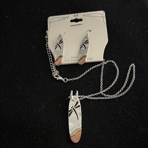 Silver and Brown Necklace Set